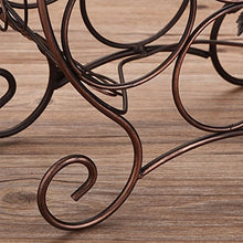 GJSN Cremagliera da Vino, Bronzo in Ferro Battuto/Brown Brown Desktop Robusto Rogusa Base Portata Saldata Staiata Durata Durale 6 Optional 7 Bottiglie Di Decorazioni per Vini,Marrone Scuro