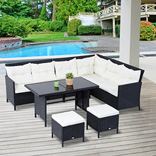 Outsunny Set Mobili Rattan da Esterno 6pz con Cuscini Giardino Nero