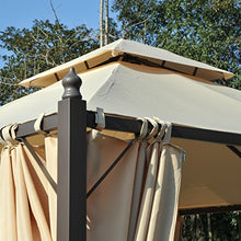 Outsunny Gazebo da Giardino Impermeabile 3 x 3m con 4 Pannelli Laterali Beige