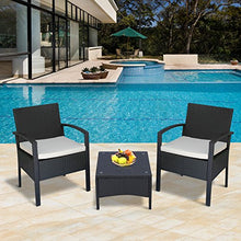 Outsunny Set Mobili da Giardino 3pz Set 2 Sedie e Tavolino con Cuscini Poly Rattan