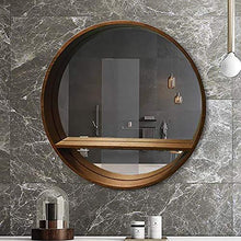XIAOQIAO Specchio da Bagno con Ripiano Portaoggetti Specchio da toeletta Rotondo Nordico Specchio da Portico in Legno di Moda Semplice da Appendere, per vanità da Bagno