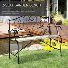 Panchina 2 Posti da Giardino 100x50x88 cm in Ferro Nero e Bronzo