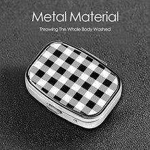 Scatola quadrata per pillole medicinali Lumberjack Buffalo Plaid bianco moda pillola organizzatore viaggio pillole dispenser per vitamine integratori