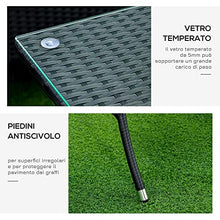 Outsunny Salotto da Giardino con Tavolo, 2 Poltrone e Divano 2 Posti, Set Mobile da Giardino in Rattan PE con Cuscini, Nero e Bianco