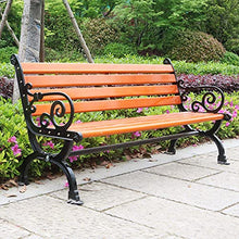 Panchina da giardino per esterni Panchine da terrazza per il tempo libero, panchina da cortile resistente alle intemperie con gambe in ghisa e legno di pino, panchina spaziosa e confortevole Panca