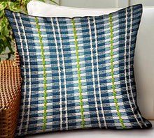 Plutus - Cuscino per Interni ed Esterni, con Nappe, Motivo a Righe Blu, Acrilico, Blue, Double Sided 20" x 20"