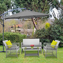 GARTIO Set da Giardino, Set di Mobili in PE Rattan, con Tavolino in Vetro, 1 Divano a Due Posti e 2 Poltrona, con Cuscini, per Giardino, Terrazza e Balcone