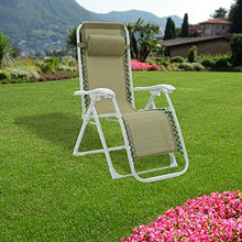 Sedia sdraio pieghevole esterno reclinabile - zero gravity con poggiatesta per il tuo relax (Bianco - tortora)