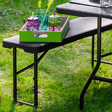 AMANKA - 2 panche da birra impermeabili, pieghevoli, 183 x 30 x 43 cm, effetto rattan, in plastica
