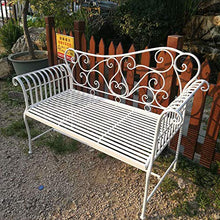 Terrazza panchina da giardino retrò panchina da esterno, Panca in metallo impermeabile e frangisole con schienale e braccioli, Panchina decorativa per parco all'aperto, può ospitare 2-3 persone