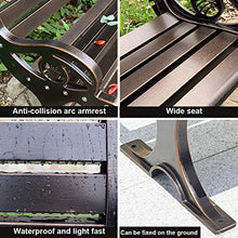 Sedia da esterno per patio da esterno con panchina da giardino, Resistente sedile casual in alluminio pressofuso con braccioli e schienale, Mobili da giardino resistenti alle intemperie