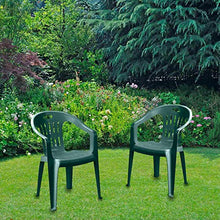 Sedia Verde con Braccioli | 4 Pezzi | Poltroncina in Plastica Impilabile da Giardino Garden Bar Interno Esterno Campeggio Balcone Pizzeria