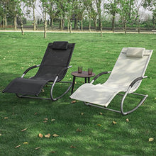 SoBuy OGS28-MI, Poltrona Dondolo, Sdraio Relax, Sedia a Sdraio, con Taschina, Beige