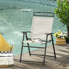 Set 2 Sedie da Giardino Pieghevoli 57,5x67x92,5 cm in Metallo e Textilene Beige