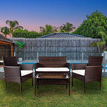 YOUKE Pezzi in Rattan mobili da Giardino Divano Set di tavoli e sedie da Giardino, Veranda - Brown