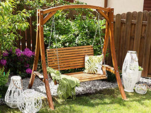 Beliani Dondolo da Giardino Struttura in Legno di Larice da Esterno a 2 Posti Novara