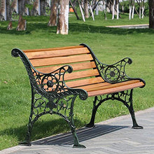Panchina per terrazza da parco Panca da esterno per il tempo libero, panchina da giardino in ghisa in legno massello resistente alle intemperie e anticorrosiva, con schienale e bracciolo Panchina 2-3