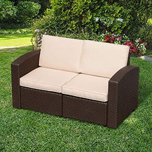 Outsunny Divano a 2 Posti in PP Plastica Divano da Giardino ad Effetto Rattan con Cuscini