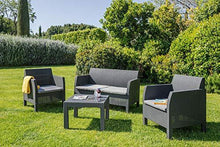Toomax Set da Giardino Matilde 4 posti, Composto da 2 POLTRONE, 1 Sofa e 1 TAVOLINO, in Polipropilene, Art. 114, Colore Antracite - Arredi Casa