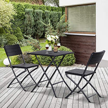 Outsunny Set 3 Pzi Mobili da Giardino: 2 Sedie (54x44.5x81cm) 1 Tavolo (61.6x61.6x74cm), Pieghevoli e Salvaspazio, Nero