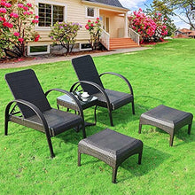 AAGYJ Set di sedie da Giardino in Rattan 5 Pezzi Sedia da Giardino per Esterni Sedia Prendisole con Pedale e tavolino da caffè per Tutte Le Stagioni, Sdraio e sedie da Giardino Reclinabili