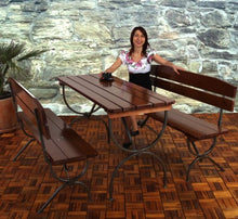 Set 2x panche Linz ideale per le feste in giardino terrazza legno scuro 180cm