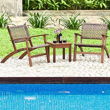 YRRA 3 Pz Patio Conversazione Set Set Solido Eucalipto Telaio in Legno All'aperto Mobili in Vimini Set di Bistro Set con tavolino Mobili in Rattan Set per Cortile (Marrone)