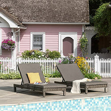 Outsunny Set 2 Sdraio da Giardino Cuscino Imbottito Regolabile su 6 Livelli in Rattan 196x65x22 cm Grigio