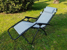 GARDENIA Relax Greek Sdraio Reclinabile Pieghevole Zero Gravity, Grigio Chiaro, 90x66x110 cm