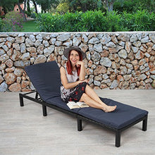 Mendler Lettino da esterno polyrattan HWC-A51 regolabile Basic antracite cuscino grigio