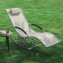 SoBuy OGS28-MI, Poltrona Dondolo, Sdraio Relax, Sedia a Sdraio, con Taschina, Beige