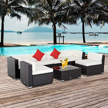 Outsunny Set Mobili da Giardino Rattan Poltrone Tavolino 7pz con Cuscini Balcone Esterno