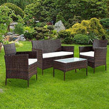 BAKAJI Set Salotto Completo di Divano 2 Poltrone e Tavolino in Vetro e Poly Rattan Struttura in Acciaio con Cuscini Sfoderabili Arredo Giardino Terrazzo (Marrone) - Arredi Casa