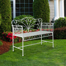 miozzi Panchina 2 Posti da Giardino in Ferro Romantico Bianco 109.5x51x95.5 cm