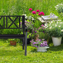 Relaxdays, Nero Panca da Giardino in Metallo, 2 Posti, Resistente, Panchina da Balcone HxLxP 81 x 127 x 56 cm