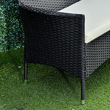 Outsunny Salotto da Giardino con Tavolo, 2 Poltrone e Divano 2 Posti, Set Mobile da Giardino in Rattan PE con Cuscini, Nero e Bianco