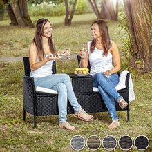 TecTake 403223 Divano da Giardino, Divanetto Tavolino da Giardino, Polyrattan, Cuscini, Grigio - Arredi Casa