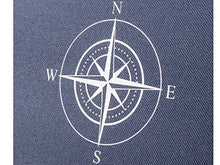 Set di 2 sedie pieghevoli da barca con braccioli in legno e stampa di bussola, colore: blu navy