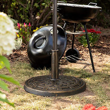 Relaxdays Base per Ombrellone, per Aste da 38-50 mm, Resistente alle Intemperie, Giardino & Balcone, Ø 49,5 cm, Marrone
