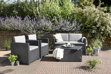 Allibert 220002 Monaco - Tavolino Lounge/cassapanca per Cuscini, in plastica, Simil-Vimini, Colore: Grigio