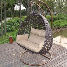 Home Deluxe, Sedia sospesa in polyrattan. Cuscino per seduta e schienale (marrone)