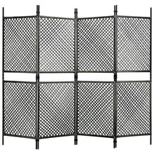 FAMIROSA Paravento a 4 Pannelli in Polyrattan Antracite 240x200 cm
