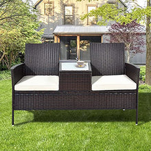 Moimhear Set di mobili da Giardino in polyrattan, con Tavolo da 2 posti, Design in Rattan (Marrone)
