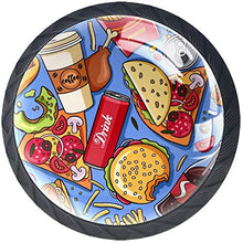 Pizza del caffè del coke delle fritture del hot dog dell'hamburger Pomelli per Porta Set di 4 Pomelli per Mobili Manopole per Cassetti Cucina Armadio Vetro