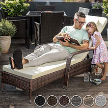 tectake Lettino Poly Rattan Arredo Esterno Giardino Sdraio Prendisole Divano Sedia Naturale