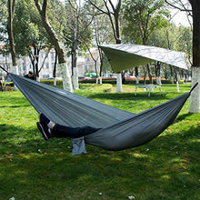 XIAOTIAN Hammock Double Camping Lightweight Hammock Portatile per Escursioni all'aperto Backpacking da Viaggio - Nylon Hammock Swing - Supporto 1000 libbre Corde Carabinatori (Grigio-Nero)