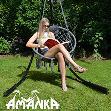 AMANKA Sedia Sospesa in macramè 80cm con Cuscino - Poltrona Appesa Boho Fino a 120kg Rotonda Grigio