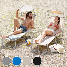 TecTake Set 2X Lettino a Sdraio per Prendere Il Sole con L'ombrello Parasole 190cm Arredamento da Giardino Grigio
