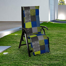 beo – Cuscino per Sedia a Sdraio, Giardino, Patchwork 175 x 48 x 6 cm, Blu/Verde/Grigio/Multi