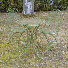 Tavolo da Giardino + 2X Sedia in Ferro mobili da Giardino in Stile Antico Verde
